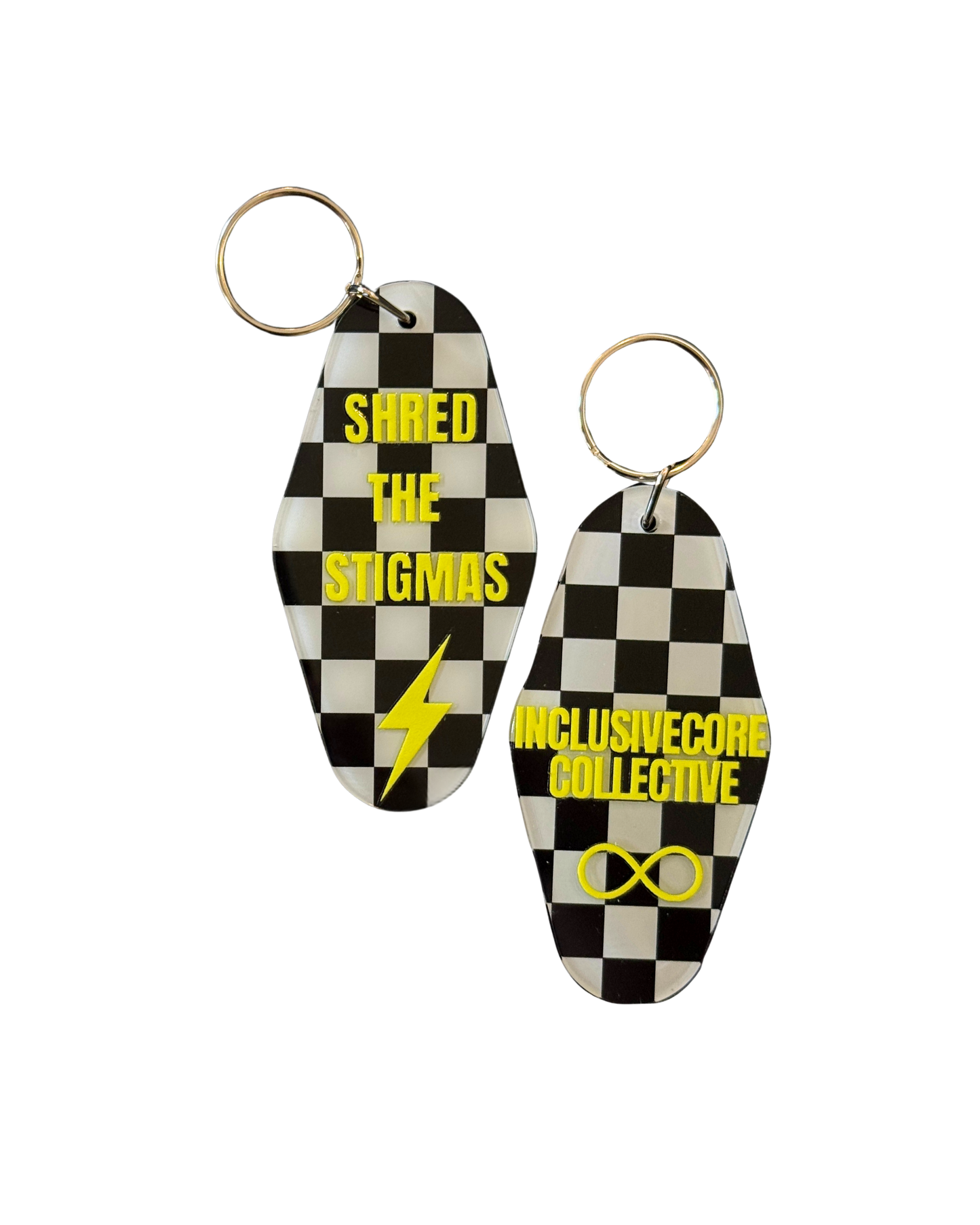 Shred The Stigmas Checkered Motel Keychain