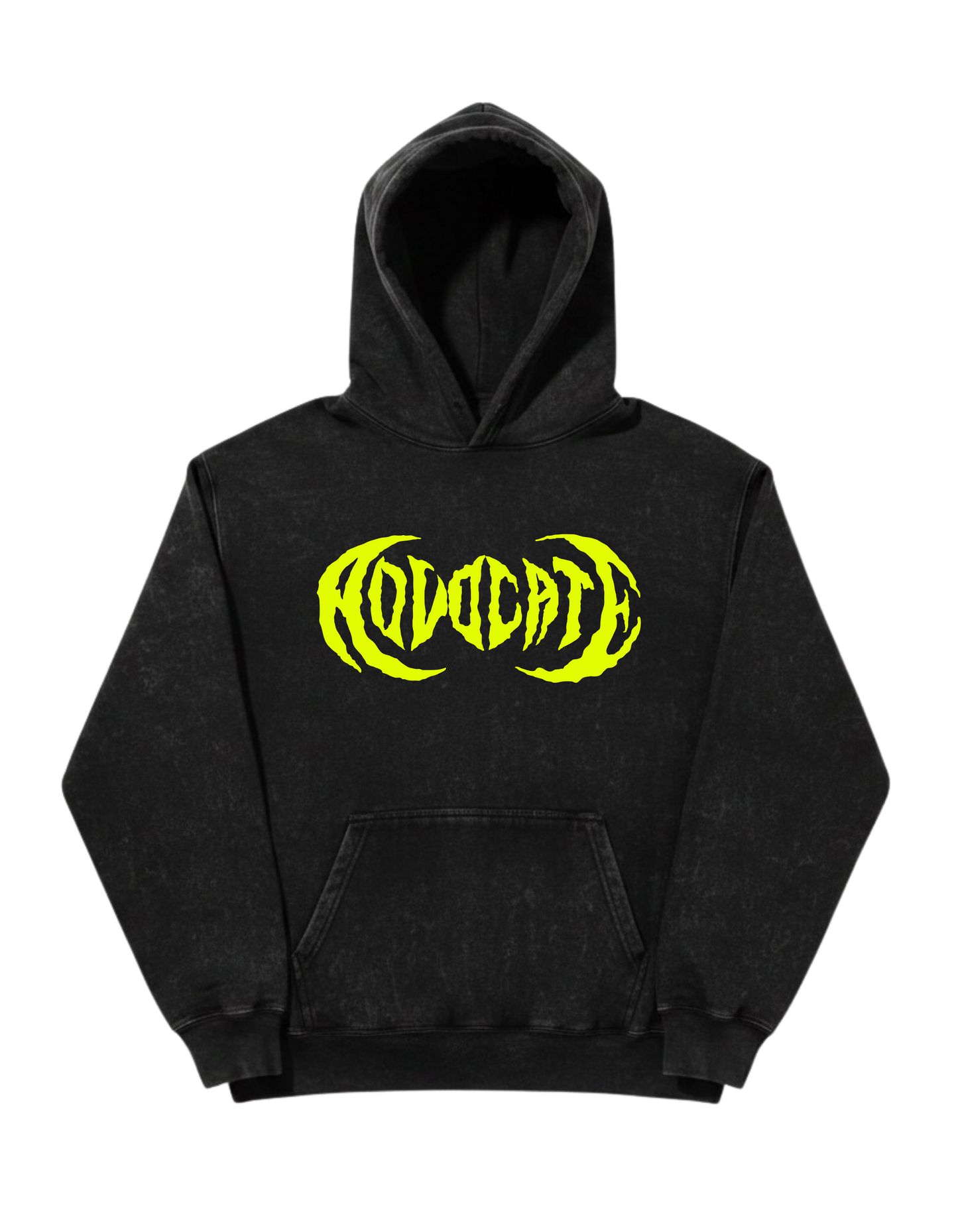 Metal Advocate Mineral Wash Hoodie - Yellow Green Logo