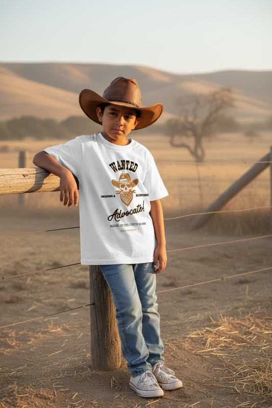 WANTED - White with Black Font Youth Tee