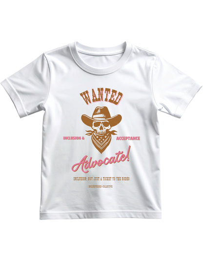 WANTED - White with Pink Font Youth Unisex Tee