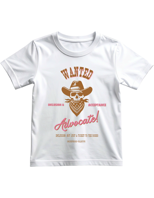 WANTED - White with Pink Font Youth Unisex Tee