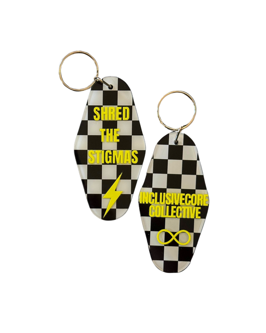 Shred The Stigmas Checkered Motel Keychain