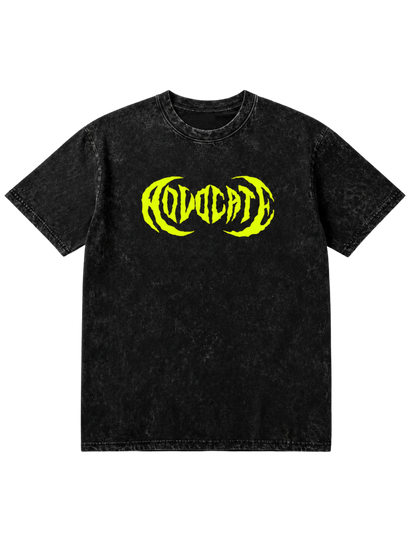 Metal Advocate Mineral Wash Tee - Yellow Green Logo