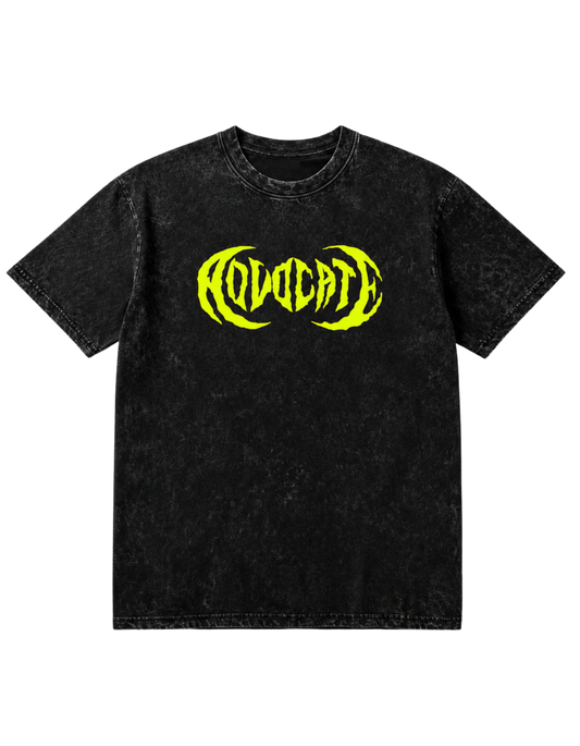 Metal Advocate Mineral Wash Tee - Yellow Green Logo